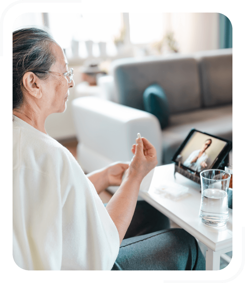 Healthcare professionals providing telehealth services to patients in their homes